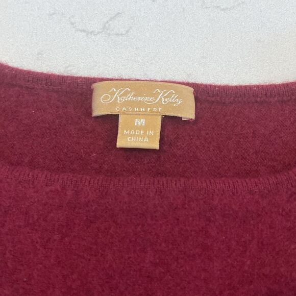 Vintage Katherine Kelly 100% cashmere Burgundy Red Short Dolman Sleeve Sweater M - Picture 3 of 7